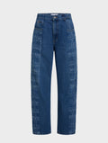 Boyfriend Jean Tartan Etched Mid Blue - ELV Denim