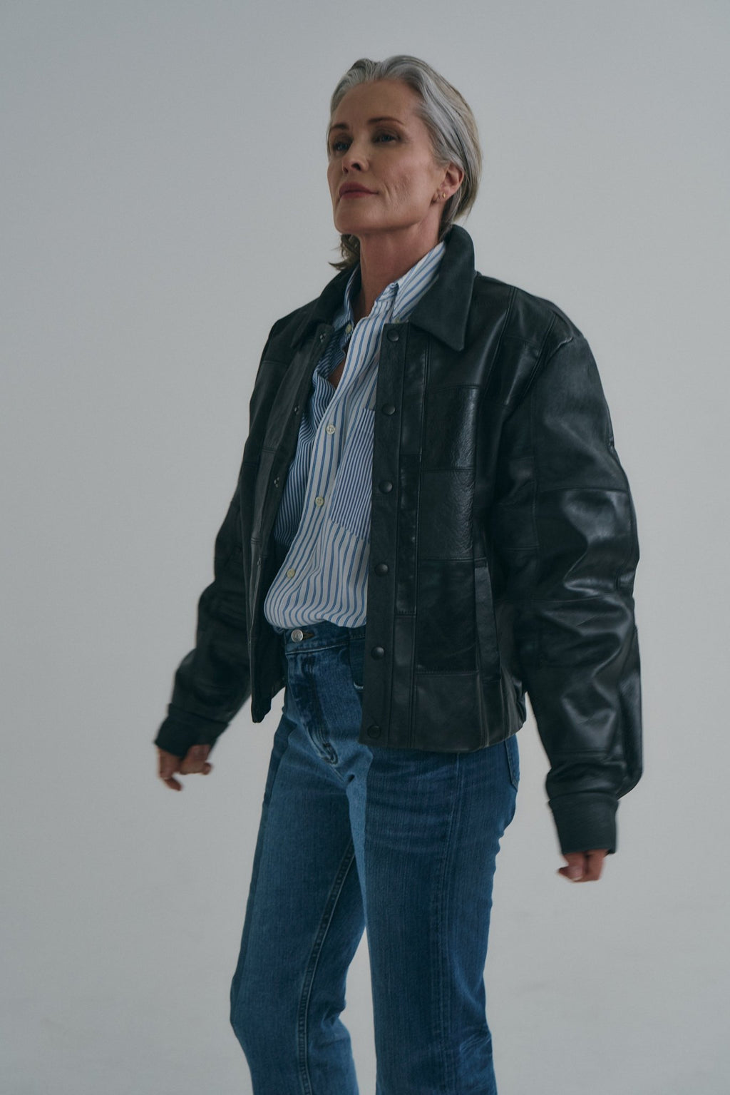 Charcoal Black Leather Bailey Bomber | One-of-a-kind - ELV Denim