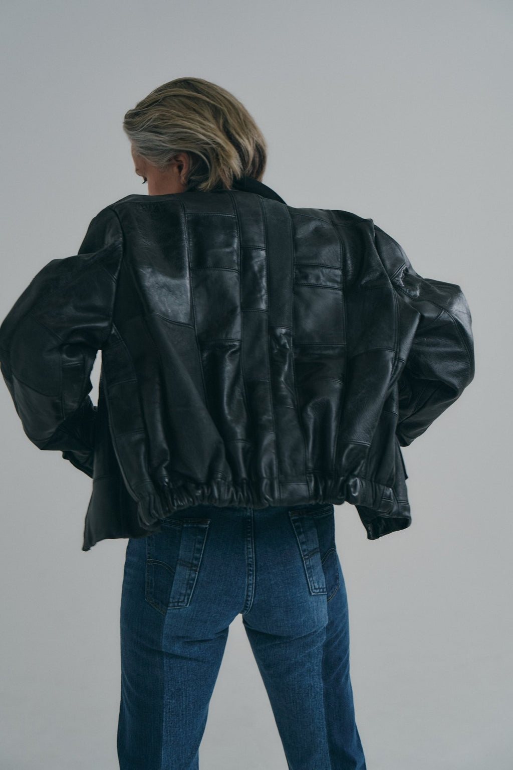 Charcoal Black Leather Bailey Bomber | One-of-a-kind - ELV Denim