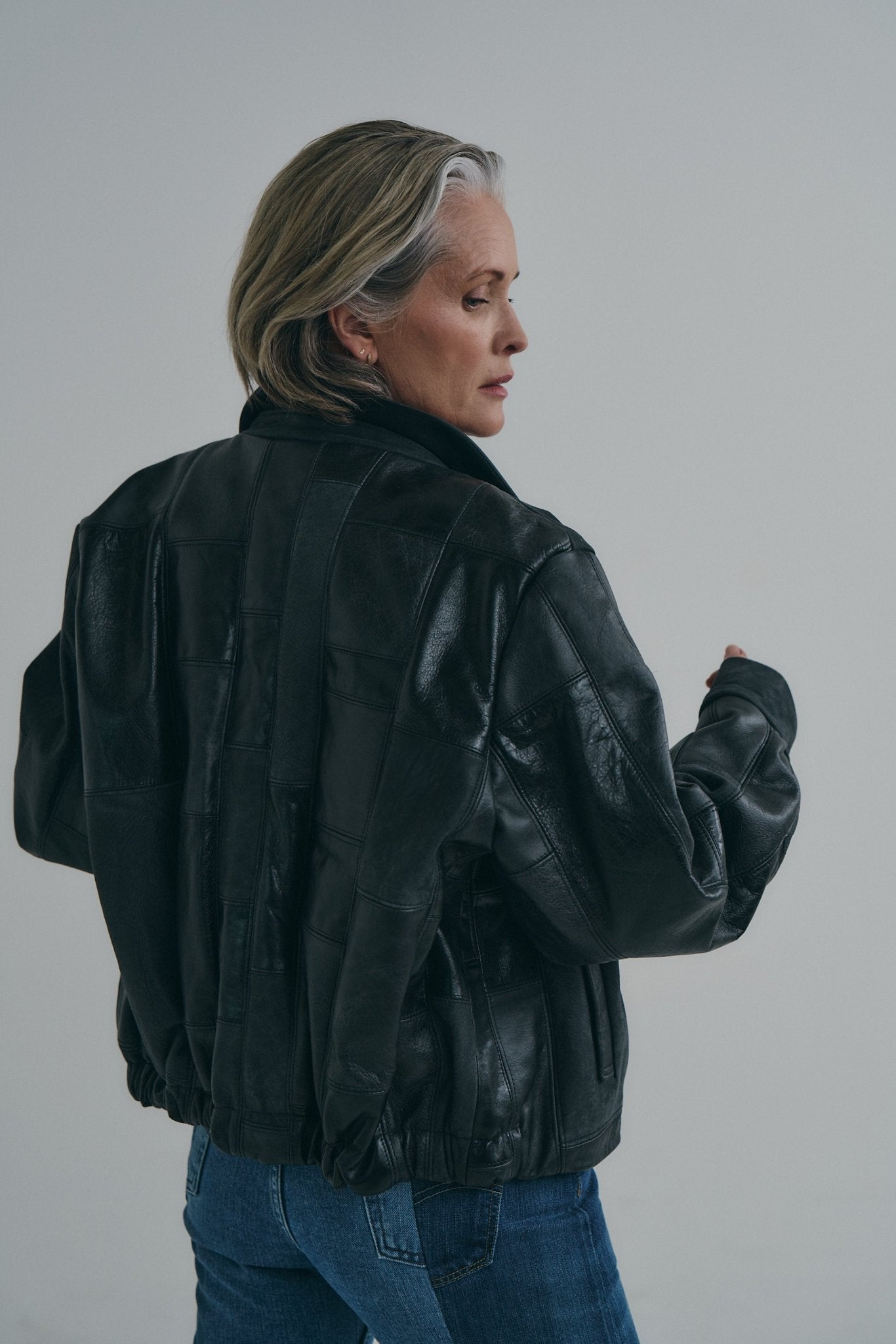 Charcoal Black Leather Bailey Bomber | One-of-a-kind - ELV Denim