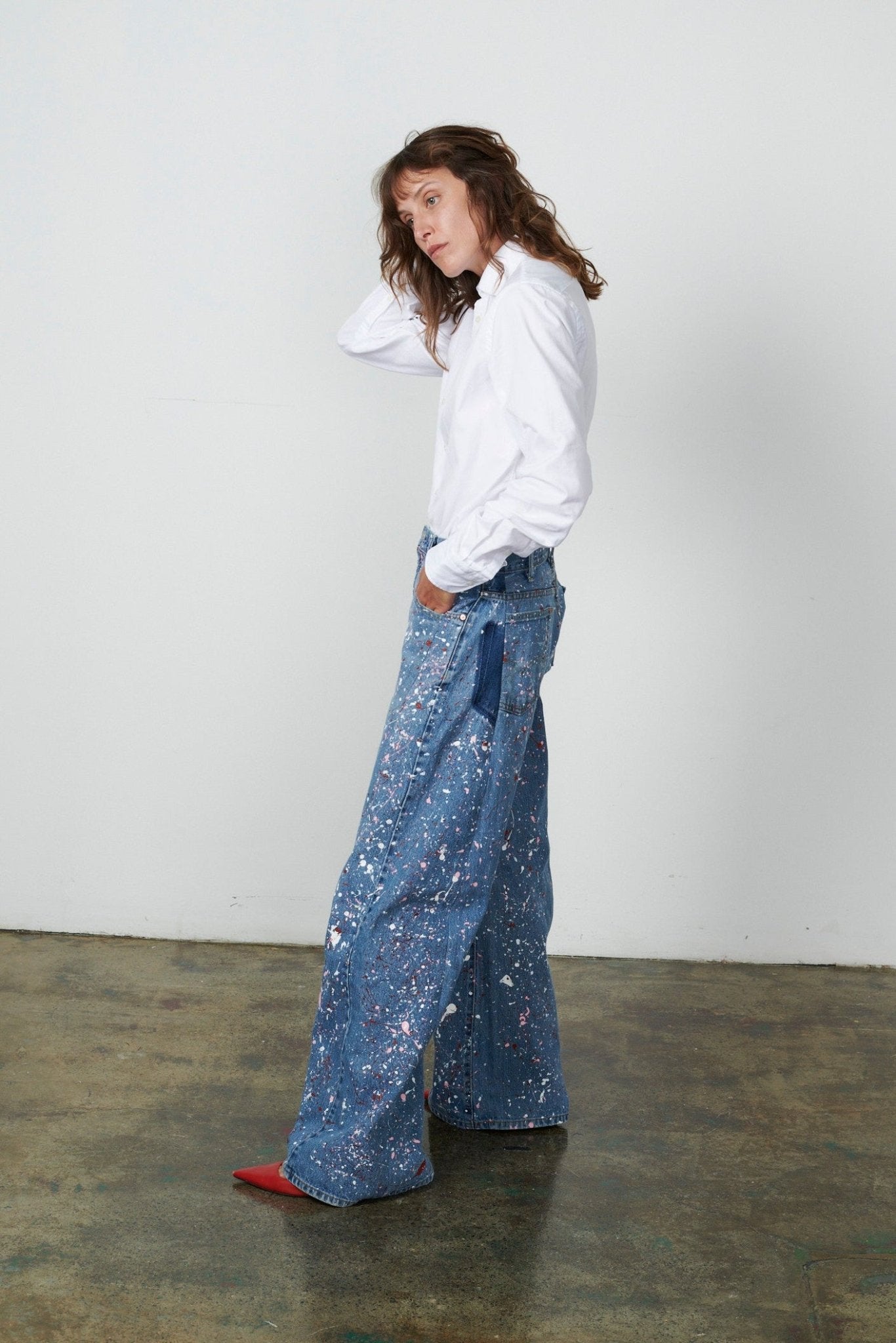 Dalston Wide Leg Painted Jeans Light Blue - ELV Denim