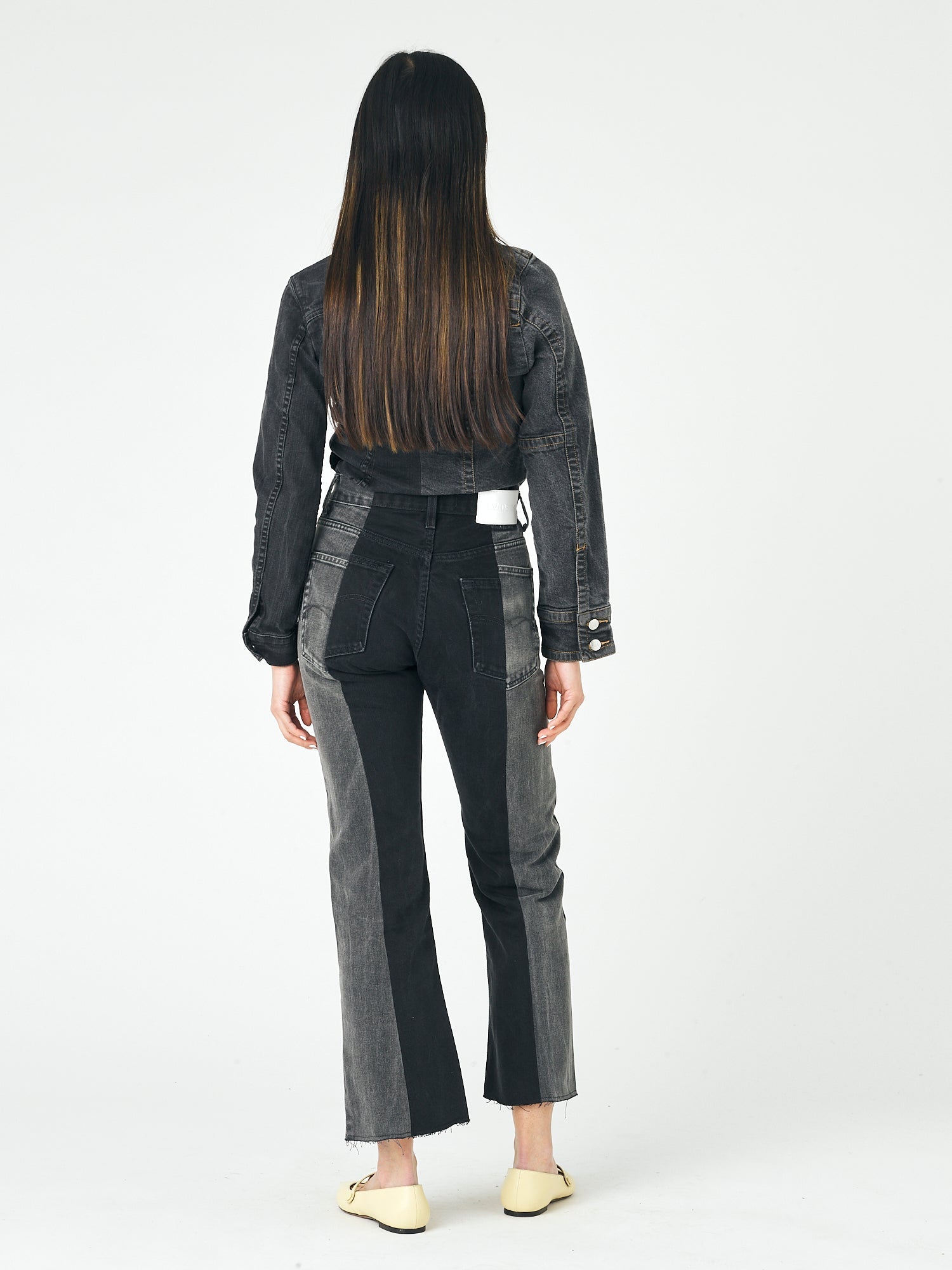 Grey Black Contrast Flare Jean - E.L.V. Denim